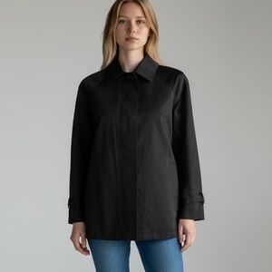 🌻Norma Kamali Black Collared Hidden Button Lightweight Jacket Size 10